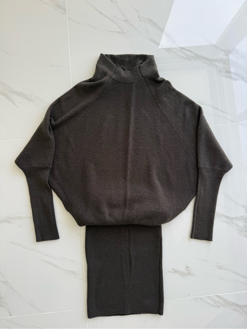 Allsaints mini sweater turtleneck dress in Khaki, small - Picture 3 of 4